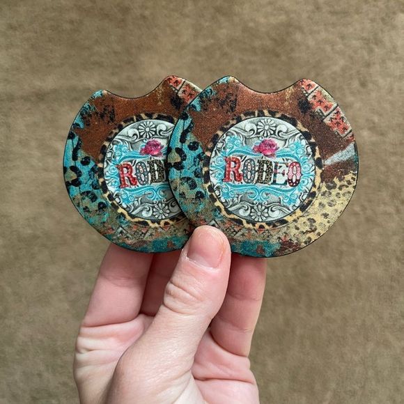 Western Rodeo Car Coaster Set | Car Accessories - Picture 3 of 12